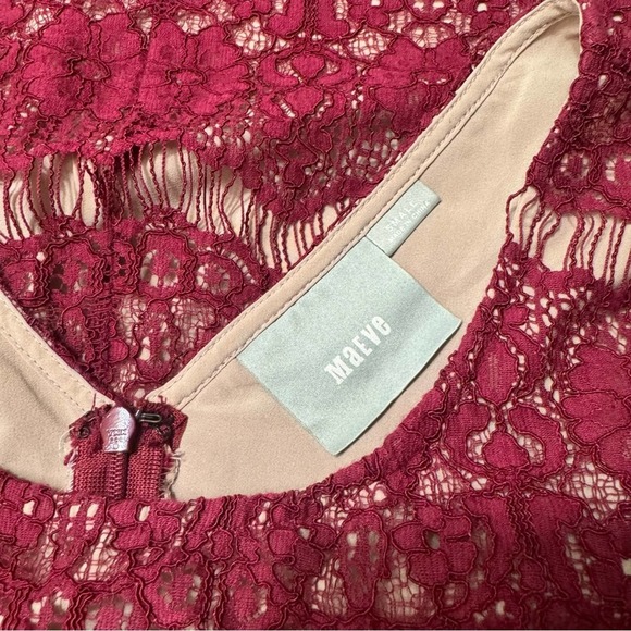 Anthropologie Maeve Red Peplum Tiered Lace Dress - Picture 3 of 6